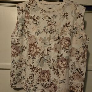 Torrid Floral Muscle Tee in Cream and Brown